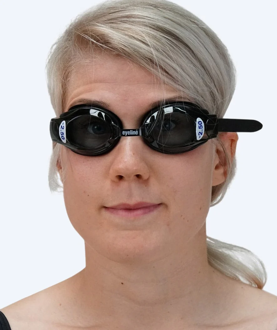 Eyeline korekcyjne okulary do pływania dla dorosłych krótkowidzów - (-1.5) – (-10.0) - Czarny (Smoke soczewki) - Image 3