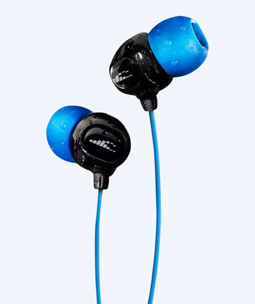 H2OAudio wodoodporne słuchawki do pływania - Surge S Plus - długi sznurek - Niebieski