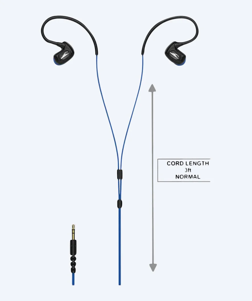 H2OAudio wodoodporne słuchawki do pływania - Surge S Plus - długi sznurek - Niebieski - Image 2