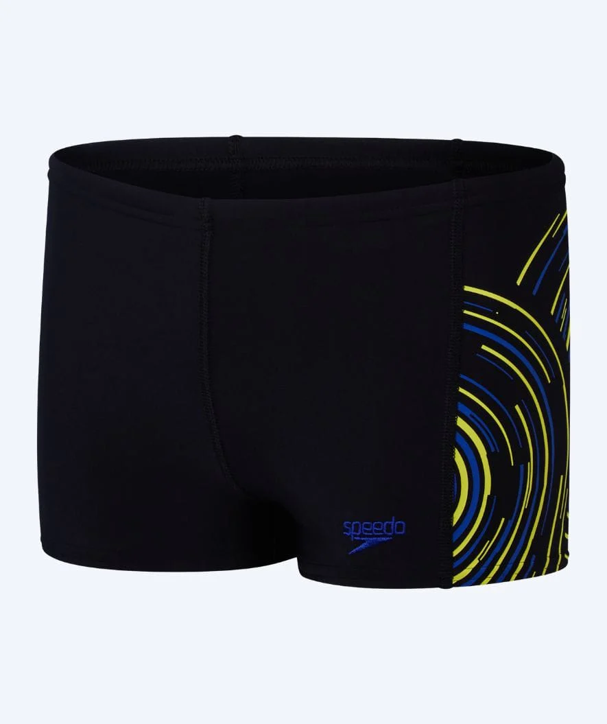 Speedo bokserki kąpielowe dla chłopców - Plastisol Placement - Czarny/niebieski/żółty