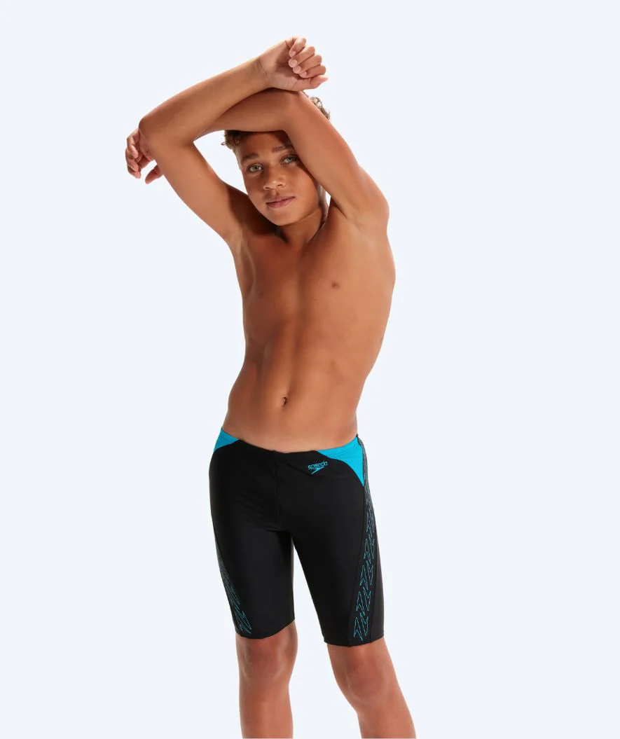 Speedo długie kąpielówki dla chłopców - Hyperboom Splice - Czarny/niebieski