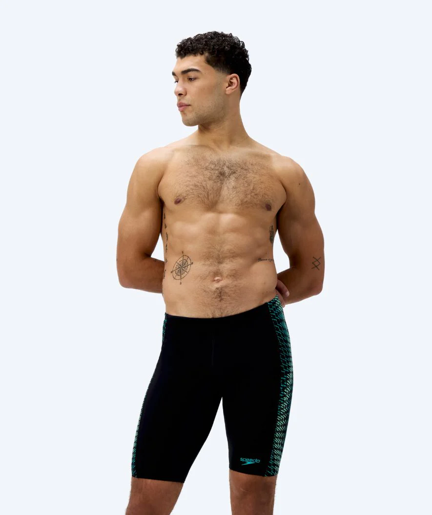 Speedo długie kąpielówki dla mężczyzn - Endurance Max Tech Pannel - Czarny/zielony