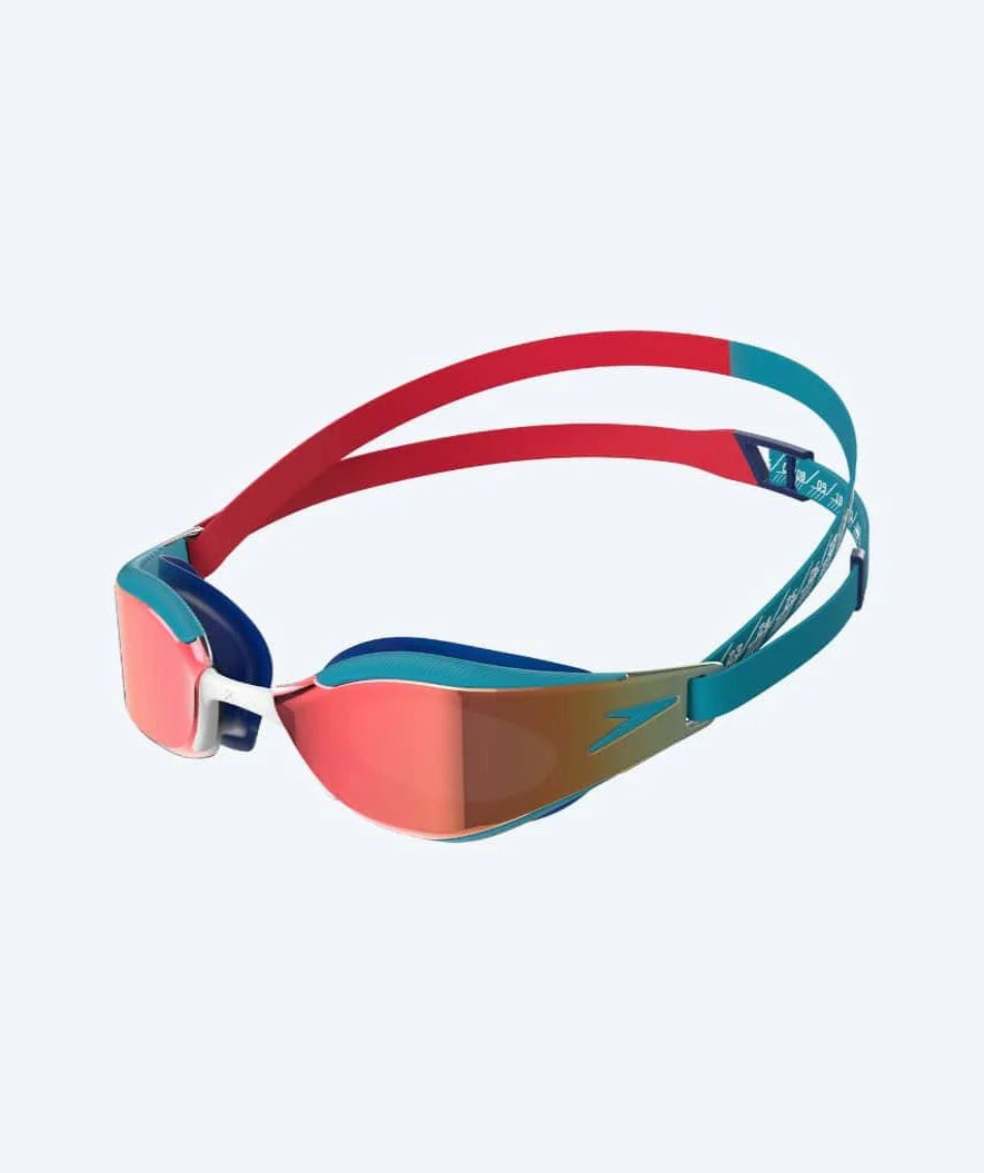 Speedo okulary do pływania na zawody dla dzieci (6-14) - Fastskin Hyper Elite Mirror - Czerwony/niebieski
