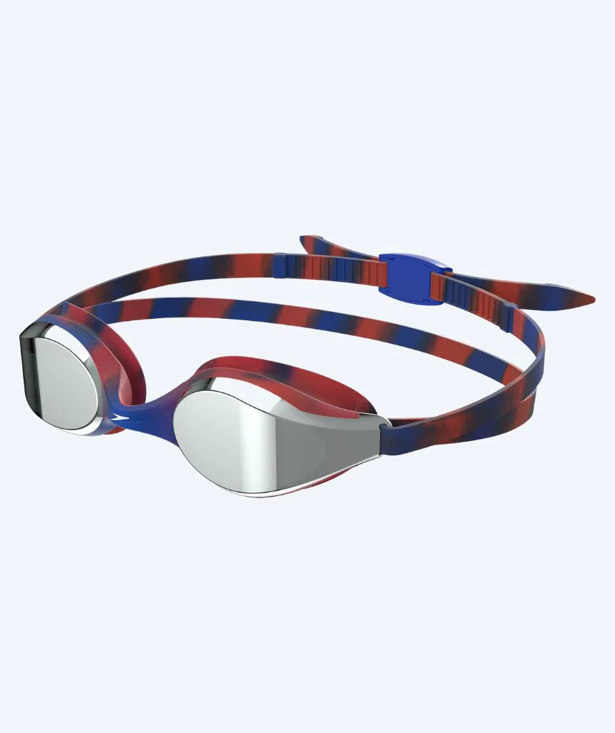 Speedo okulary do pływania na zawody dla dzieci (6-14) - Hyper Flyer Mirror - Czerwony/niebieski