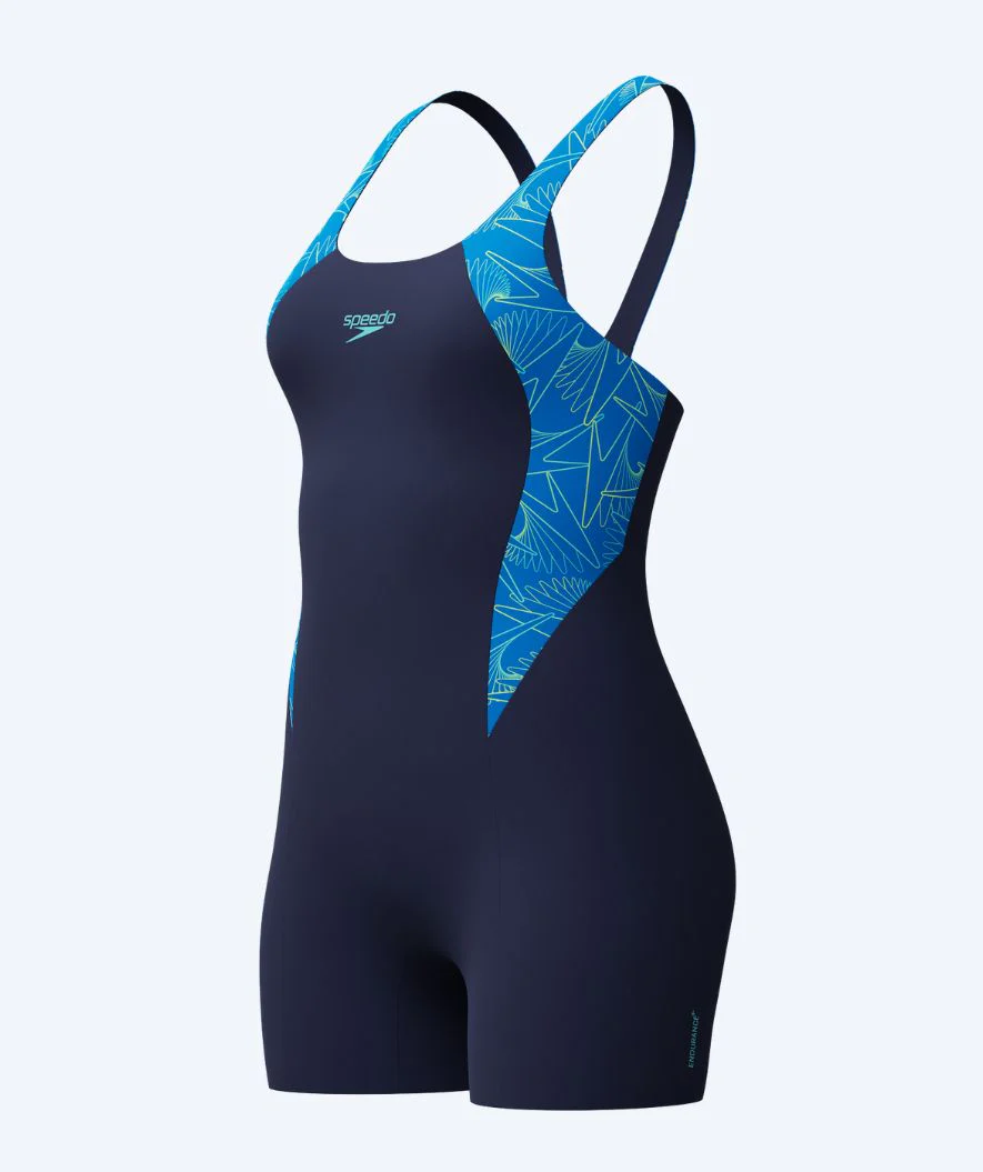 Speedo strój kąpielowy z nogawkami dla kobiet - Hyperboom Splice - Ciemnoniebieski/jasnoniebieski - Image 7
