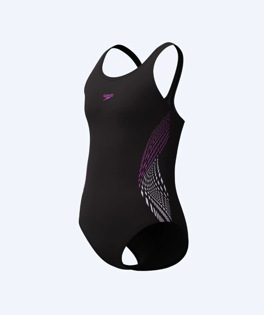 Speedo strój kąpielowy dla dziewczynek - Placement Muscleback - Czarny/różowy
