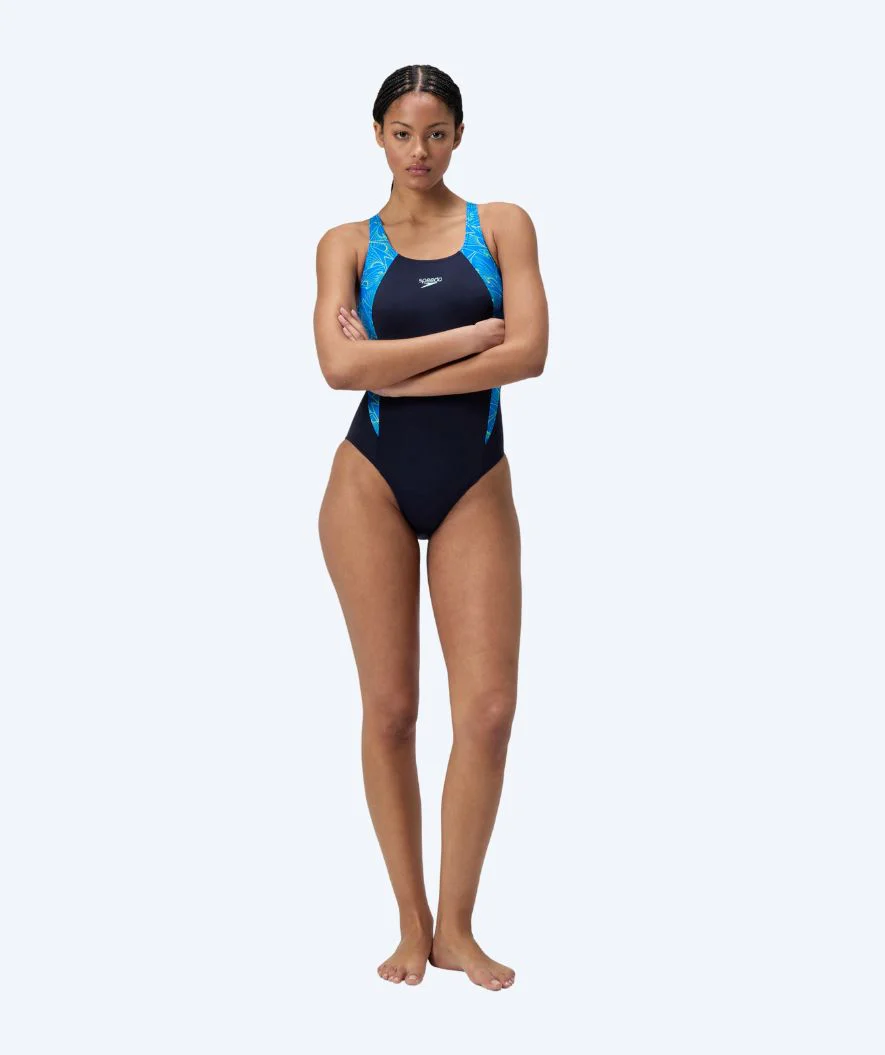 Speedo strój kąpielowy dla kobiet - Hyperboom Splice Muscleback - Ciemnoniebieski/jasnoniebieski - Image 3