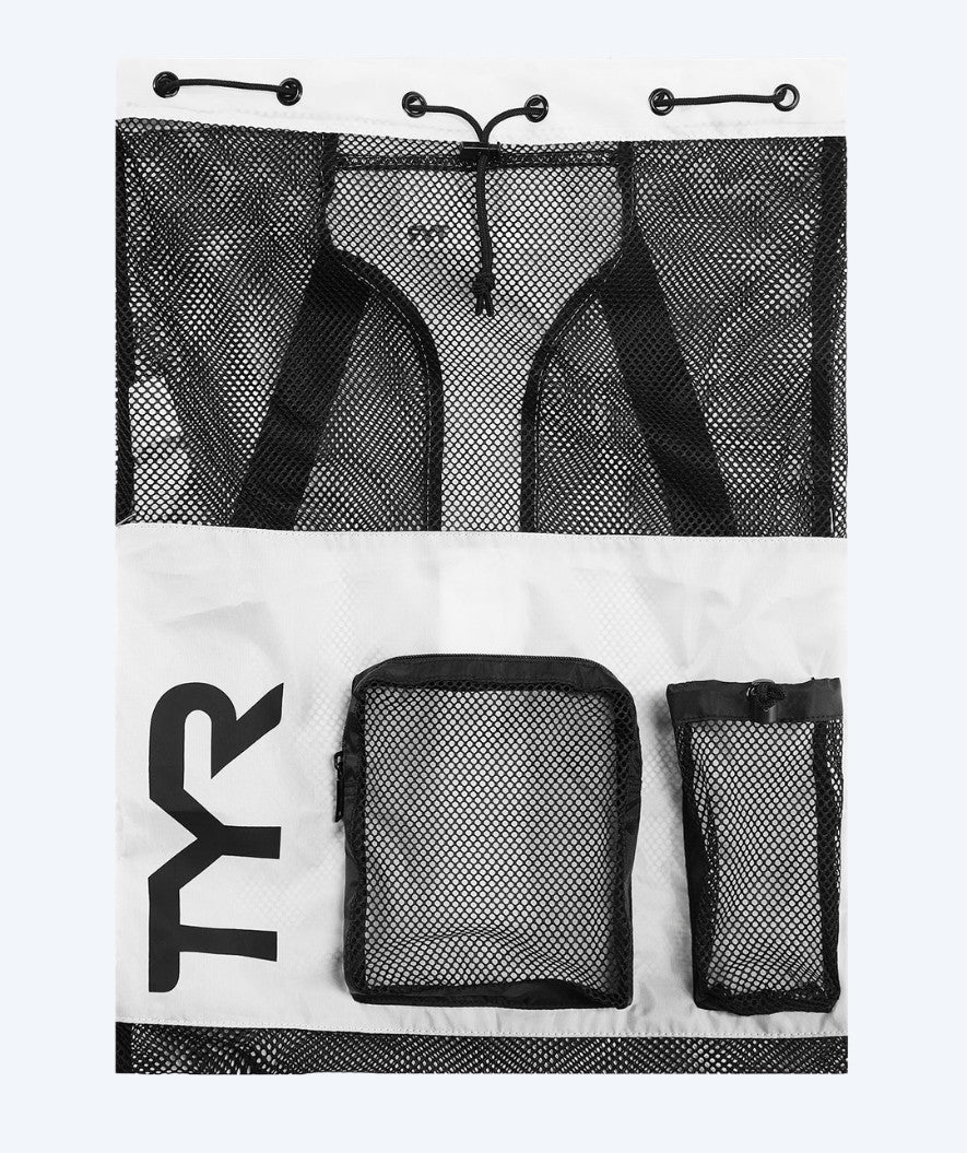 TYR worek pływacki z siatki - Big Mesh Mummy 40L - Biały/czarny