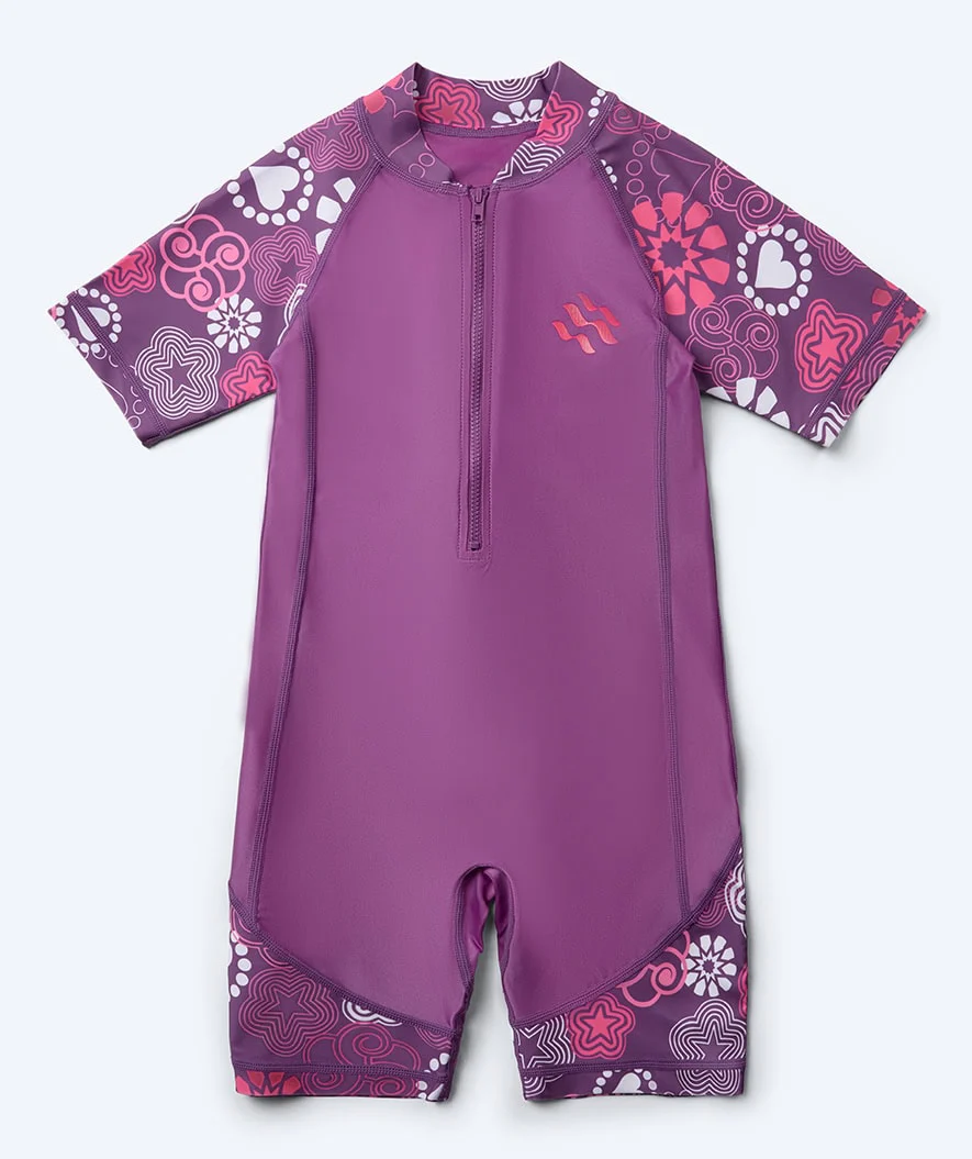 Watery kombinezon UV dla dzieci - Athena z krótkimi rękawami Rashguard - Fioletowy - Image 4