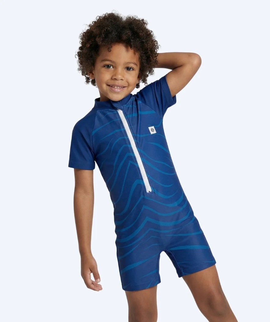 Watery kombinezon UV dla dzieci - Fjord z krótkimi rękawami Rashguard - Ciemnoniebieski