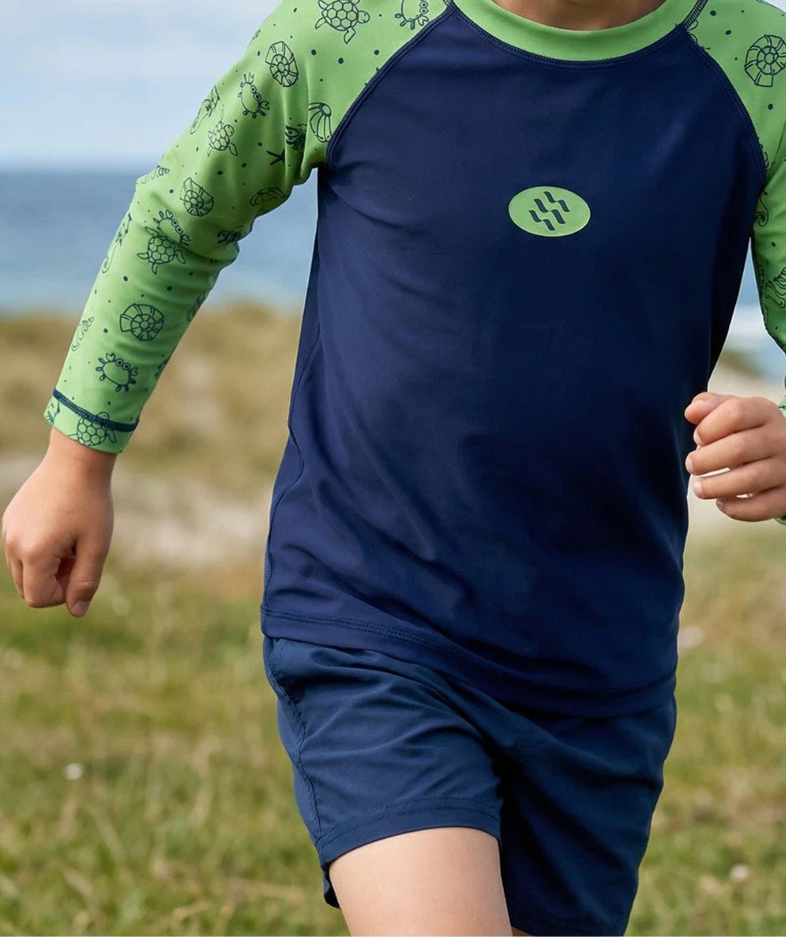 Watery koszulka UV dla dzieci - Brandman z długimi rękawami Rashguard - Zielony/niebieski - Image 4