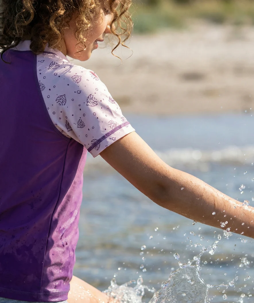 Watery koszulka UV dla dzieci - Brandman z krótkimi rękawami Rashguard - Różowy/fioletowy - Image 8