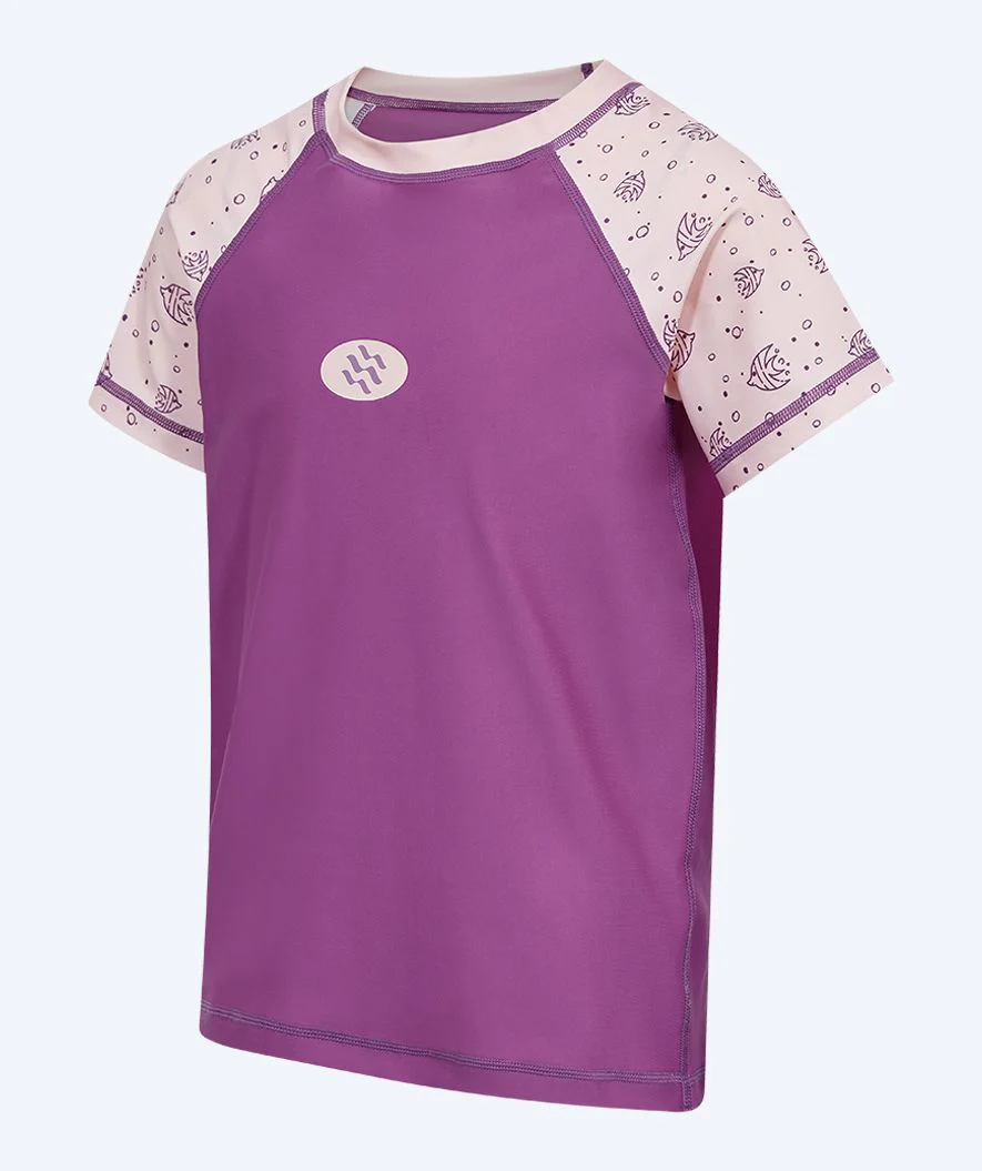 Watery koszulka UV dla dzieci - Brandman z krótkimi rękawami Rashguard - Różowy/fioletowy - Image 9