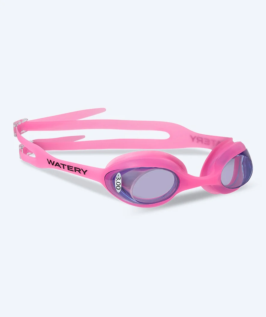 Watery dziecięce korekcyjne okulary do pływania dla krótkowidzów - (-1.0) – (-6.0) - Matira - Jasnoróżowy/niebieski