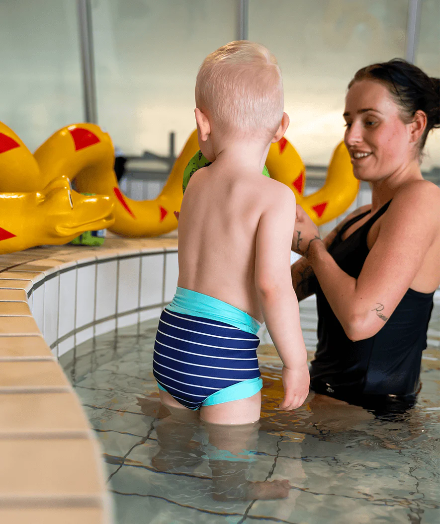 Watery pieluszki do pływania dla dzieci - Neoprene Swim Nappy - Turquoise Stripes - Image 4