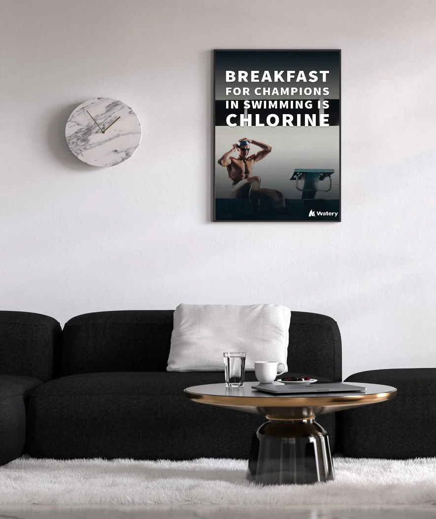 Watery plakat pływacki - Breakfast for champions in swimming is chlorine - Image 2