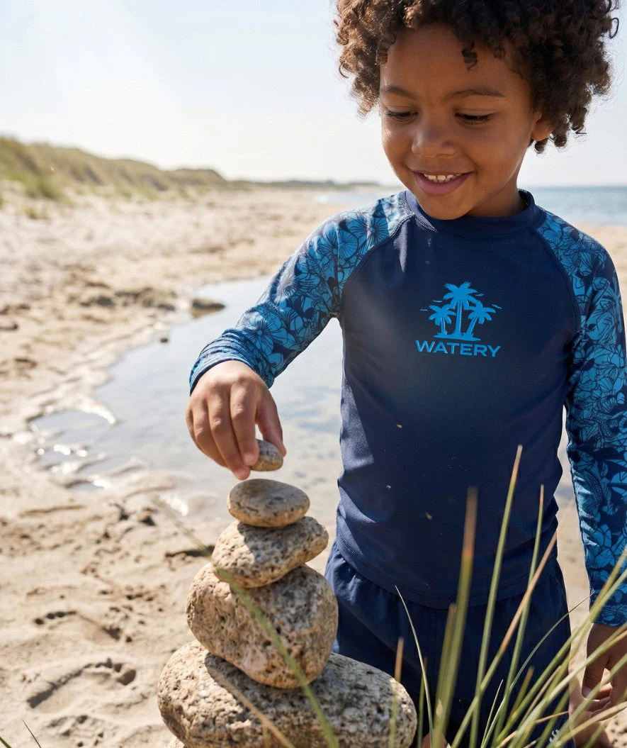 Watery koszulka UV dla dzieci - Katsu z długimi rękawami Rashguard - Niebieski/ciemnoniebieski - Image 5