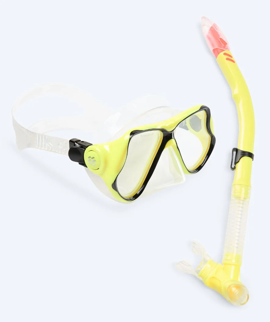 Watery zestaw maska i rurka do snorkelingu dla dorosłych - Hudson Semi-Dry - Żółty - Image 11