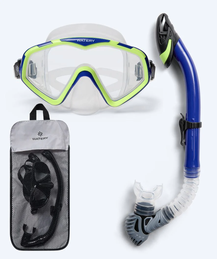 Watery zestaw maska i rurka do snorkelingu dla dorosłych (od 15 lat) - Leach Pro - Niebieski/żółty - Image 16