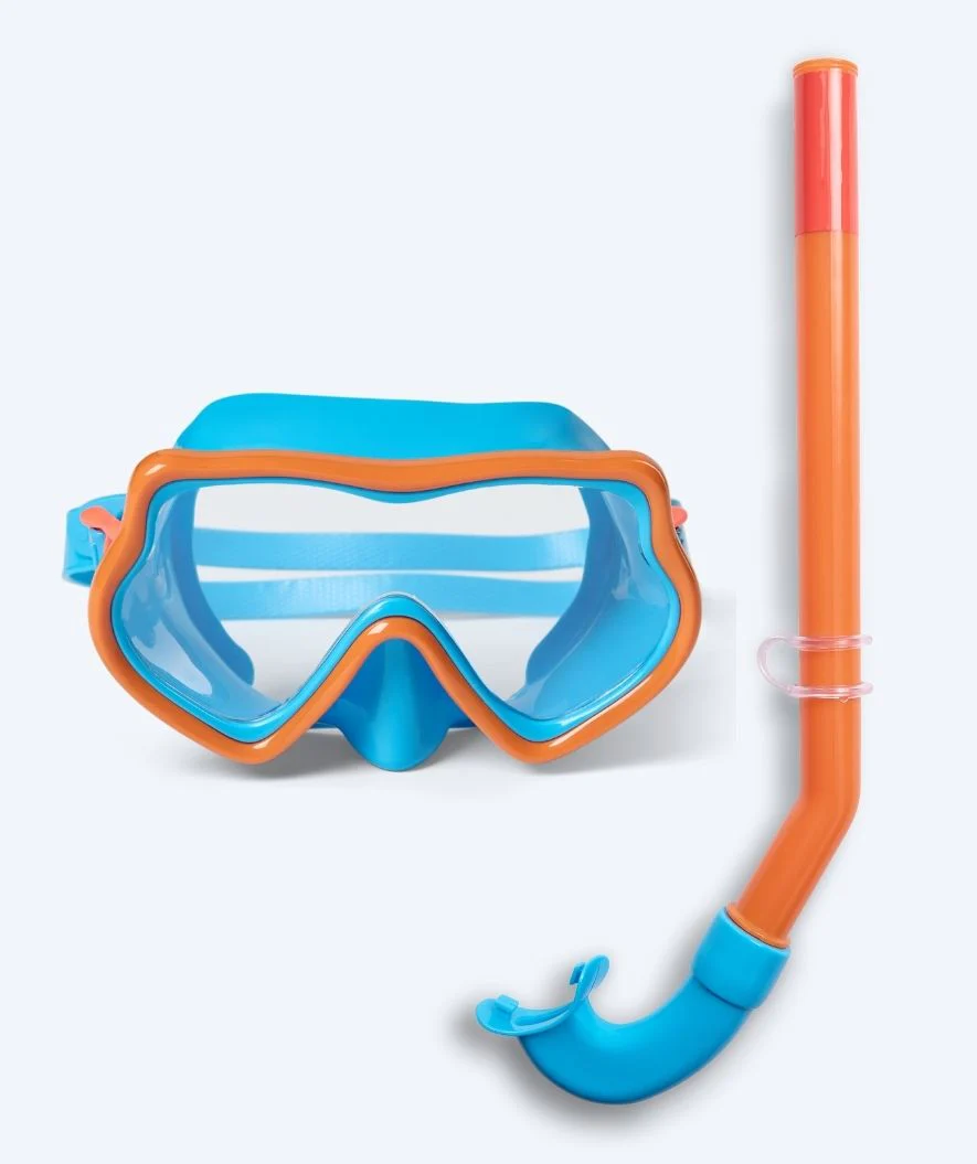 Watery zestaw maska i rurka do snorkelingu dla dzieci (4-10) - Pulina - Niebieski/pomarańczowy