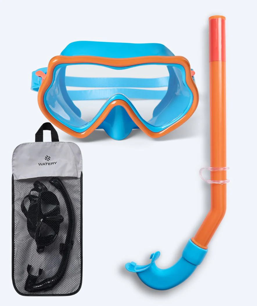 Watery zestaw maska i rurka do snorkelingu dla dzieci (4-10) - Pulina - Niebieski/pomarańczowy - Image 12