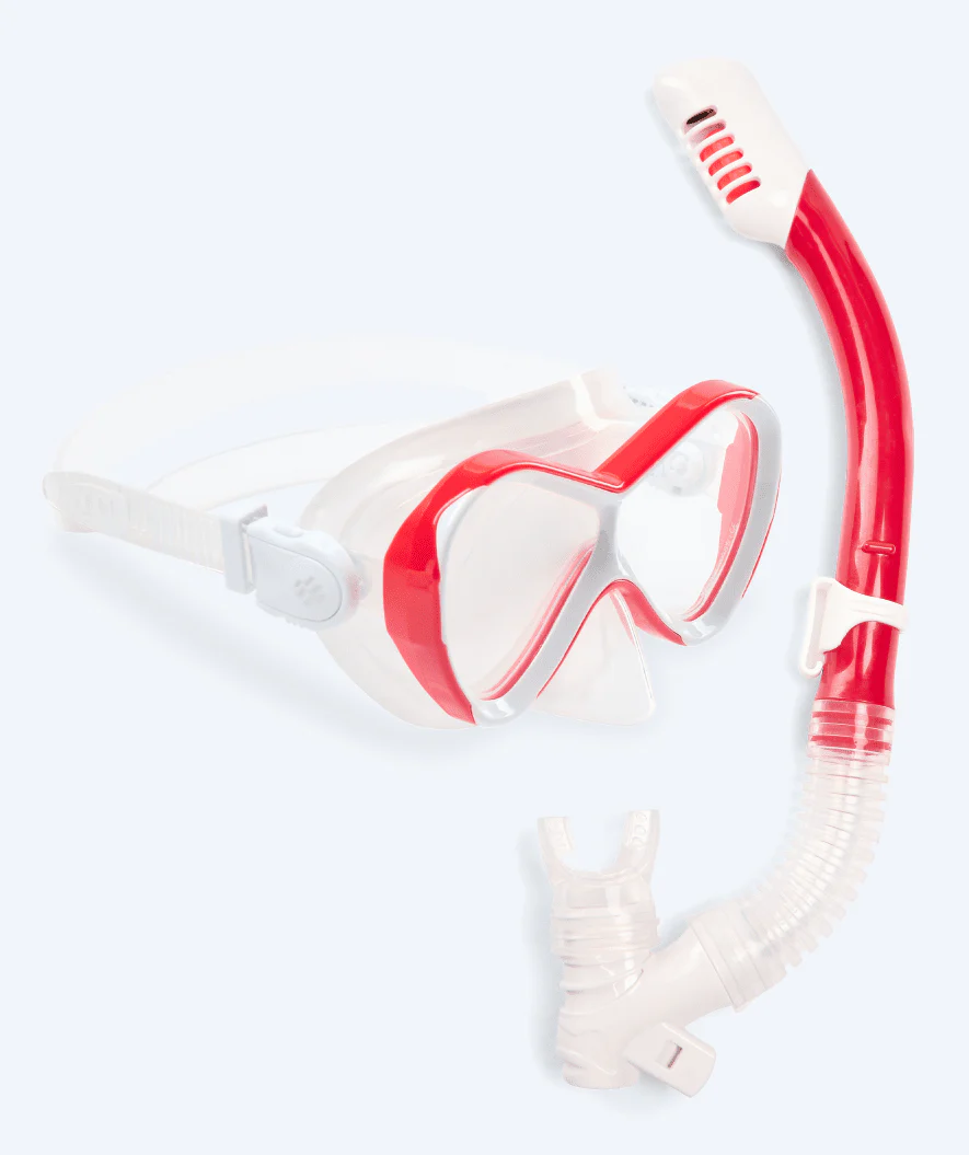 Watery zestaw maska i rurka do snorkelingu dla dzieci - Triton Full-dry - Czerwony