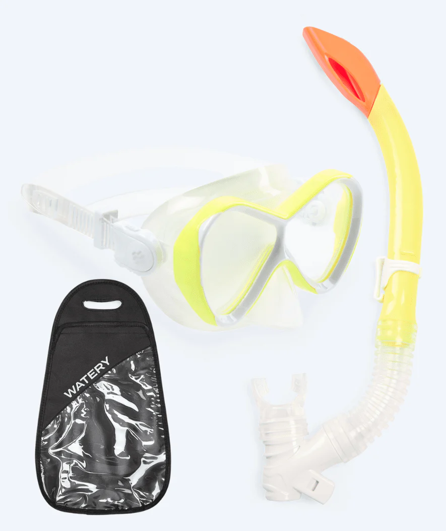 Watery zestaw maska i rurka do snorkelingu dla dzieci - Triton Semi-dry - Żółty - Image 9
