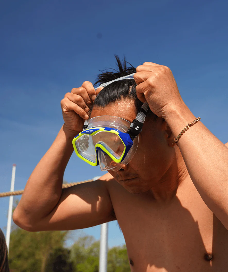 Watery zestaw maska, rurka i płetwy do snorkelingu dla dorosłych (od 15 lat) - Leach/Rilian - Niebieski/czarny - Image 8