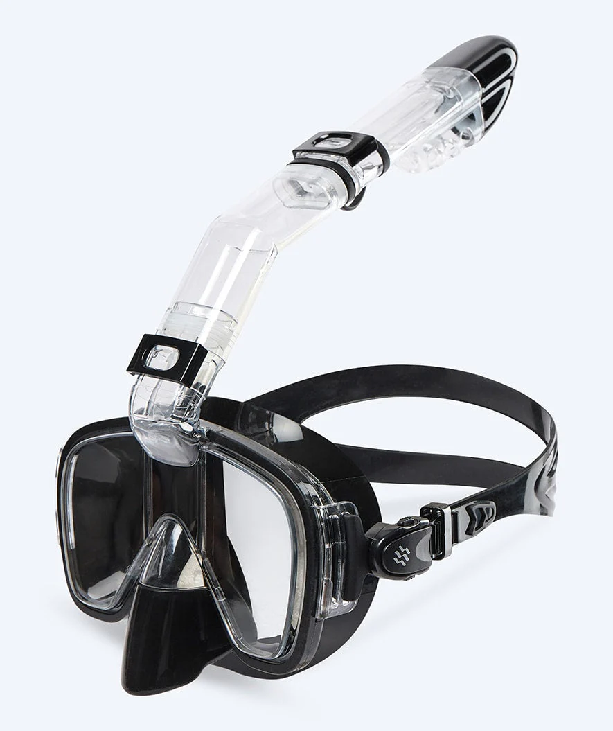 Watery zestaw maska, rurka i płetwy do snorkelingu dla dorosłych - Fisher/Pearl - Czarny - Image 2