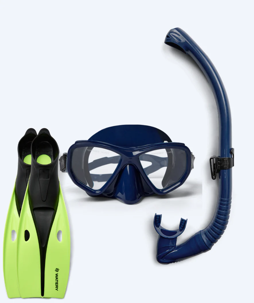 Watery zestaw maska, rurka i płetwy do snorkelingu dla dorosłych (od 15 lat) - Fenton/Breeve - Ciemnoniebieski - Image 2