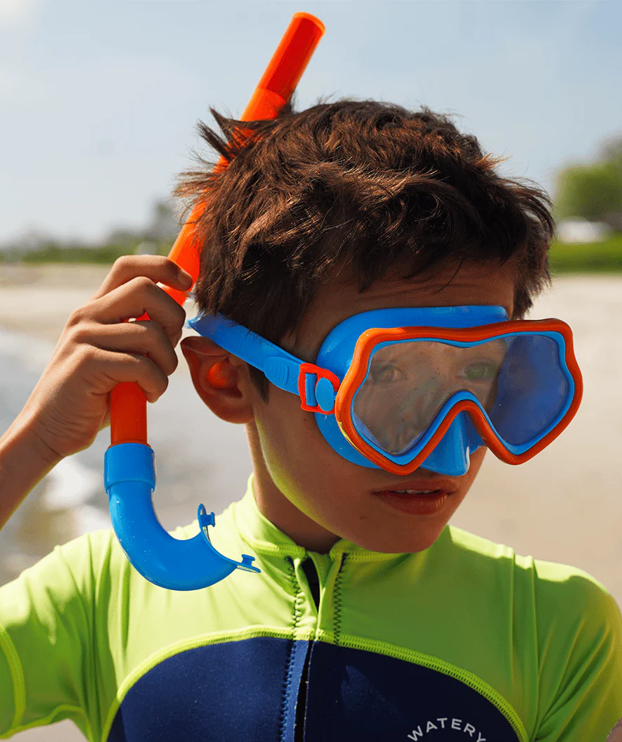 Watery zestaw maska, rurka i płetwy do snorkelingu dla dzieci (4-10) - Pulina/Bimasha - Pomarańczowy/ciemnoniebieski - Image 10