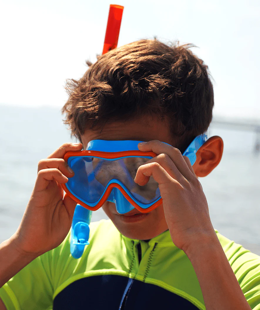 Watery zestaw maska, rurka i płetwy do snorkelingu dla dzieci (4-10) - Pulina/Bimasha - Pomarańczowy/ciemnoniebieski - Image 8
