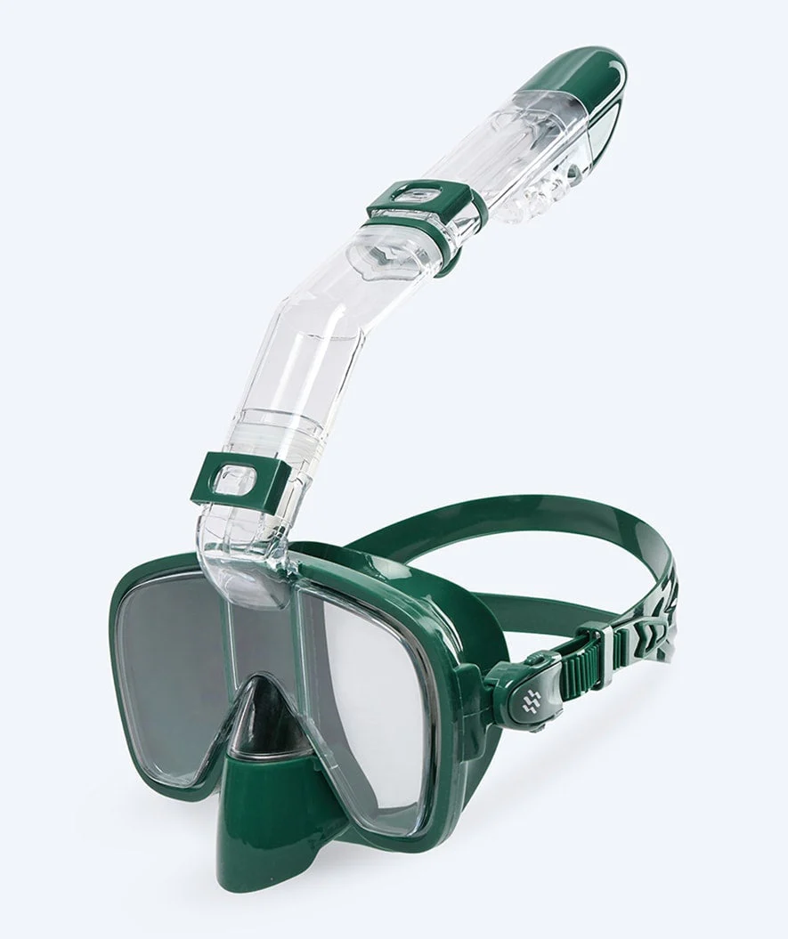 Watery zestaw maska, rurka i płetwy do snorkelingu dla dzieci - Fisher i Pearl - Niebieski/ciemnozielony - Image 2